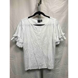 Rafaella Women's White Lace Trim Ruffle Sleeve Tunic Top LP PG